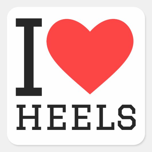 I LIEBE HEELS QUADRATISCHER AUFKLEBER (Vorderseite)