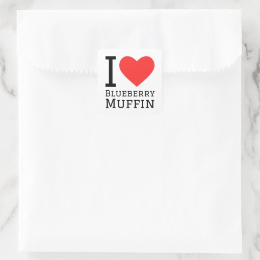 I Liebe Heidelbeermuffin Quadratischer Aufkleber (Tasche)