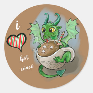 I LIEBE heiße Coaco Baby-Drache-WeihnachtsTasse Runder Aufkleber