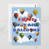 I Liebe Heißluftballons Mehrfarbige Himmelswolken Postkarte (Vorne/Hinten)