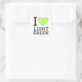 I Liebe hellgrün Quadratischer Aufkleber (Tasche)