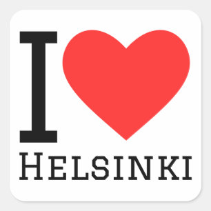 I Liebe Helsinki Quadratischer Aufkleber