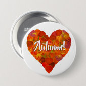 I Liebe Herbst, Bold - Red Aspen Leaf Herz 1 Button (Vorne & Hinten)