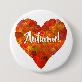 I Liebe Herbst, Bold - Red Aspen Leaf Herz 1 Button (Vorderseite)