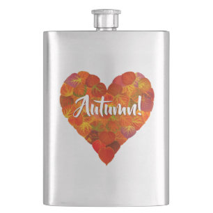 I Liebe Herbst, Bold - Red Aspen Leaf Herz 1 Flachmann