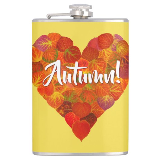 I Liebe Herbst, Bold - Red Aspen Leaf Herz 1 Flachmann (Vorderseite)