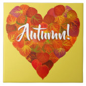 I Liebe Herbst, Bold - Red Aspen Leaf Herz 1 Fliese (Vorderseite)