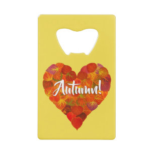 I Liebe Herbst, Bold - Red Aspen Leaf Herz 1 Geldbeutel Flaschenöffner