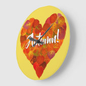 I Liebe Herbst, Bold - Red Aspen Leaf Herz 1 Große Wanduhr (Winkel)