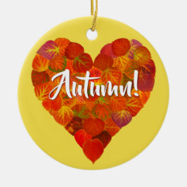 I Liebe Herbst, Bold - Red Aspen Leaf Herz 1 Keramik Ornament