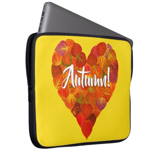 I Liebe Herbst, Bold - Red Aspen Leaf Herz 1 Laptopschutzhülle (Vorne Rechts)