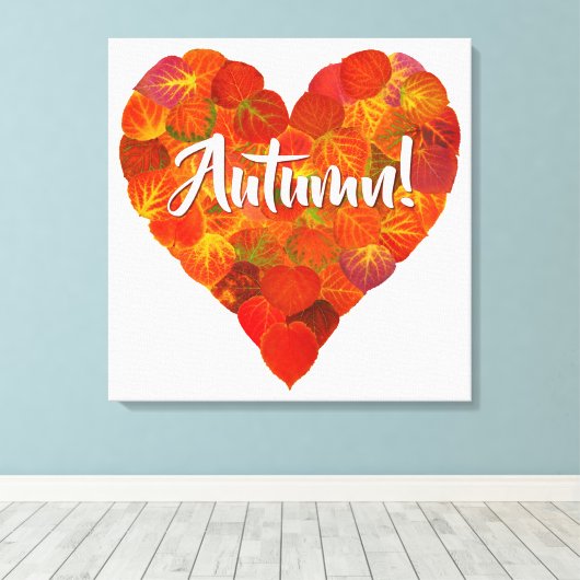 I Liebe Herbst, Bold - Red Aspen Leaf Herz 1 Leinwanddruck (Insitu (Holzboden))