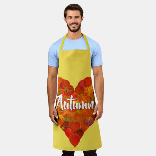 I Liebe Herbst, Bold - Red Aspen Leaf Herz 1 Schürze (Getragen)