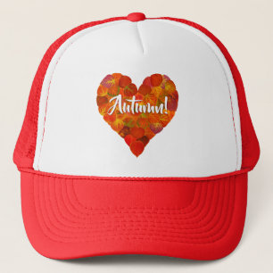 I Liebe Herbst, Bold - Red Aspen Leaf Herz 1 Truckerkappe
