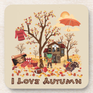 I Liebe-Herbst - Fall-Elemente und Landschaft Getränkeuntersetzer