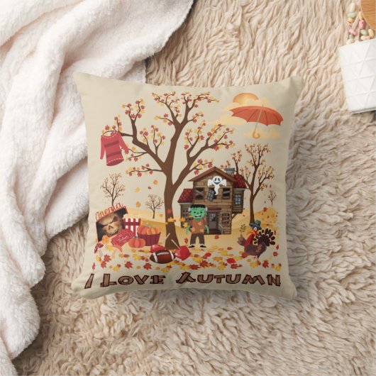 I Liebe-Herbst - Fall-Landschaft Kissen (Decke)