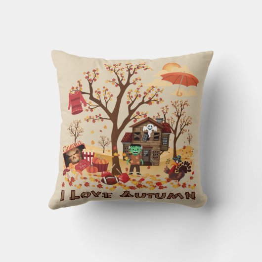 I Liebe-Herbst - Fall-Landschaft Kissen (Rückseite)