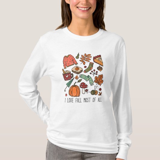 I Liebe Herbst Herbstleaves Pumpkins T-Shirt (Vorderseite)