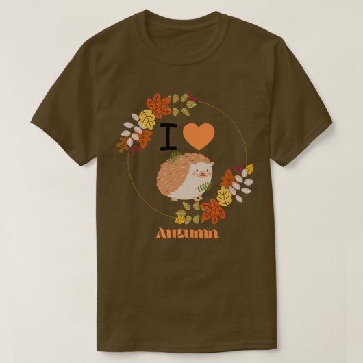I Liebe Herbst Niedlicher Igel Herbst Folien T-Shirt (Design vorne)