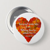 I Liebe Herbst - Red Aspen Leaf Herz 1, Brontë Zit Button (Vorne & Hinten)