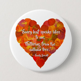 I Liebe Herbst - Red Aspen Leaf Herz 1, Brontë Zit Button