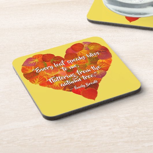 I Liebe Herbst - Red Aspen Leaf Herz 1, Brontë Zit Getränkeuntersetzer (Linke Seite)