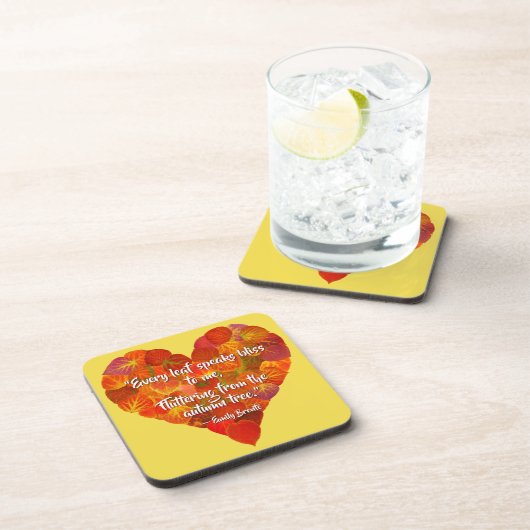 I Liebe Herbst - Red Aspen Leaf Herz 1, Brontë Zit Getränkeuntersetzer (Rechte Seite)