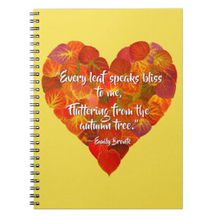 I Liebe Herbst - Red Aspen Leaf Herz 1, Brontë Zit Notizblock