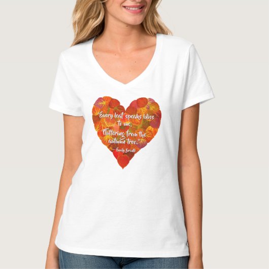 I Liebe Herbst - Red Aspen Leaf Herz 1, Brontë Zit T-Shirt (Vorderseite)