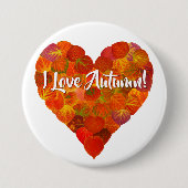 I Liebe Herbst!—Red Aspen Leaf Herz 1 Button (Vorderseite)