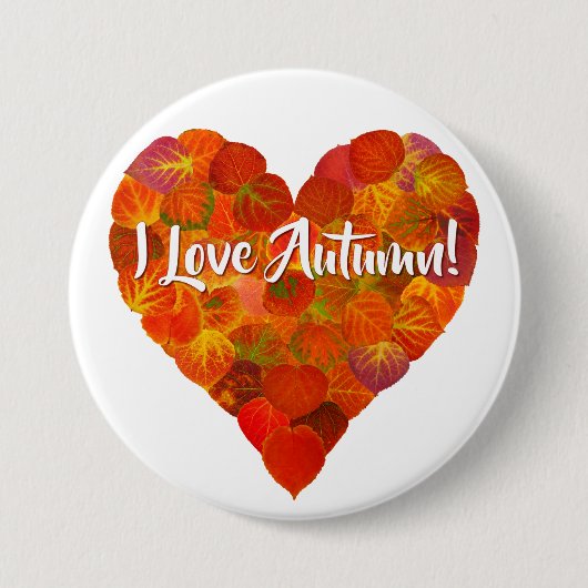 I Liebe Herbst!—Red Aspen Leaf Herz 1 Button (Vorderseite)
