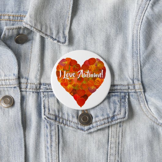 I Liebe Herbst!—Red Aspen Leaf Herz 1 Button (Beispiel)