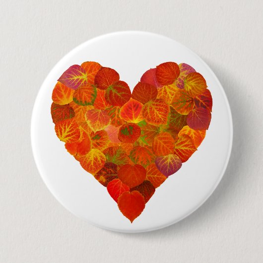I Liebe Herbst, subtil - Roter Aspen Leaf Herz 1 Button (Vorderseite)