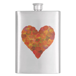 I Liebe Herbst, subtil - Roter Aspen Leaf Herz 1 Flachmann