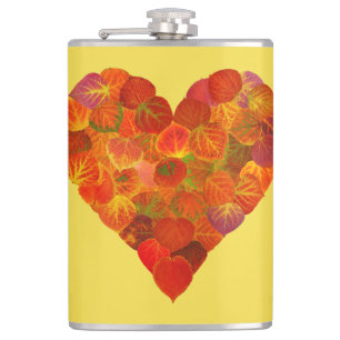 I Liebe Herbst, subtil - Roter Aspen Leaf Herz 1 Flachmann
