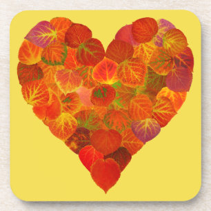 I Liebe Herbst, subtil - Roter Aspen Leaf Herz 1 Getränkeuntersetzer