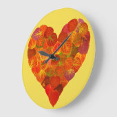 I Liebe Herbst, subtil - Roter Aspen Leaf Herz 1 Große Wanduhr (Winkel)
