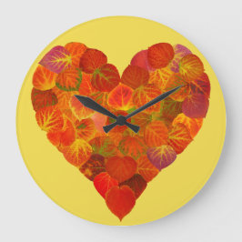 I Liebe Herbst, subtil - Roter Aspen Leaf Herz 1 Große Wanduhr