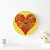 I Liebe Herbst, subtil - Roter Aspen Leaf Herz 1 Große Wanduhr (Zuhause)
