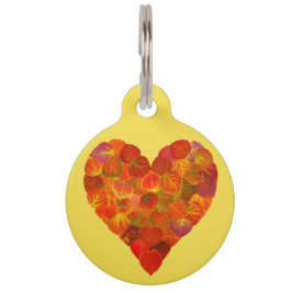 I Liebe Herbst, subtil - Roter Aspen Leaf Herz 1 Haustiermarke