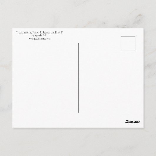 I Liebe Herbst, subtil - Roter Aspen Leaf Herz 1 Postkarte (Rückseite)