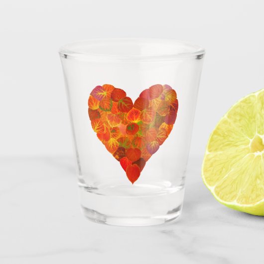 I Liebe Herbst, subtil - Roter Aspen Leaf Herz 1 Schnapsglas (Vorderseite)