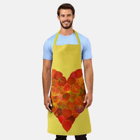 I Liebe Herbst, subtil - Roter Aspen Leaf Herz 1 Schürze (Getragen)