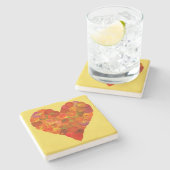 I Liebe Herbst, subtil - Roter Aspen Leaf Herz 1 Steinuntersetzer (Seitenansicht)