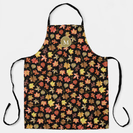 I Liebe Herbstblattmuster mit Monogramm Schürze