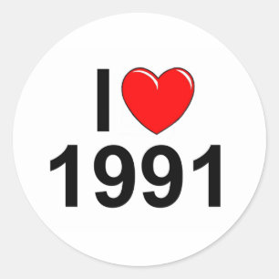 I Liebe (Herz) 1991 Runder Aufkleber