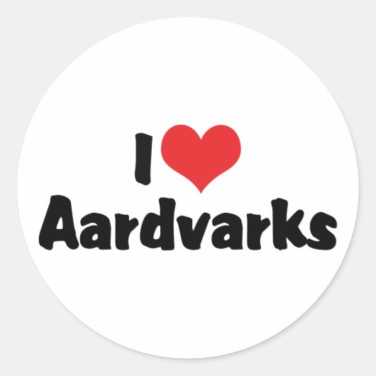 I Liebe Herz Aardvarks Runder Aufkleber (Vorderseite)