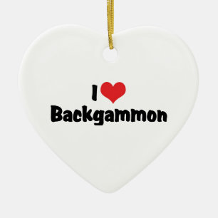 I Liebe Herz Backgammon Keramik Ornament