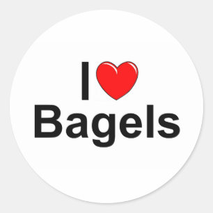 I Liebe (Herz) Bagels Runder Aufkleber
