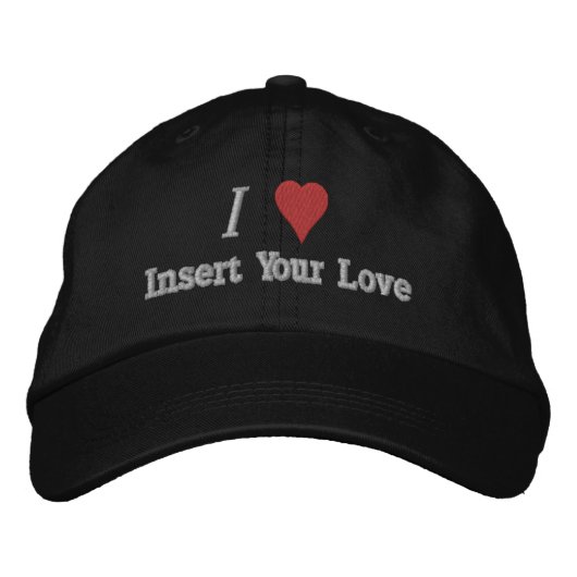 I Liebe (Herz) bestickter Hut (Vorderseite)